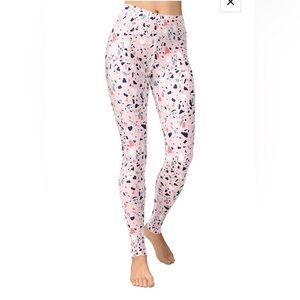 Fiercepulse Pink Terrazzo Marble Yoga Leggings